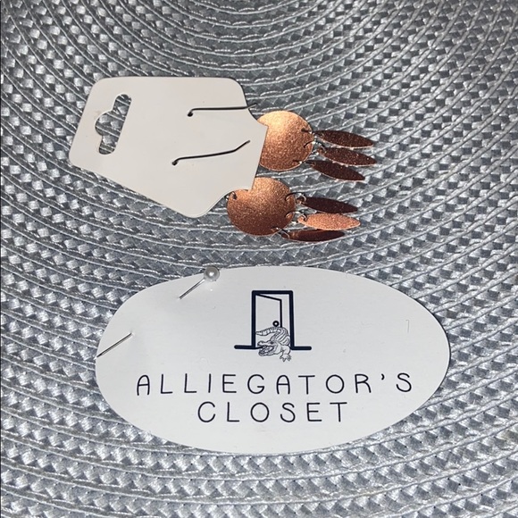 Copper & Silver Aztec Dangle Earrings from Egypt - Picture 2 of 4